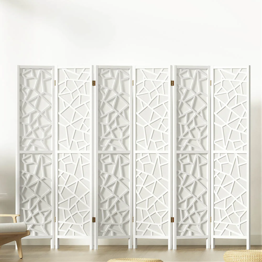 6 Panel Room Divider Screen 244x170cm - White - Nurns