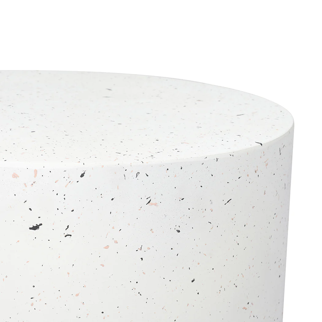 Ilithyia Side Table Terrazzo Round End - White - Nurns