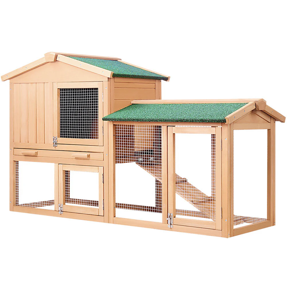 Chicken Coop Rabbit Hutch 138cm Wide Wooden Pet Hutch - Nurns