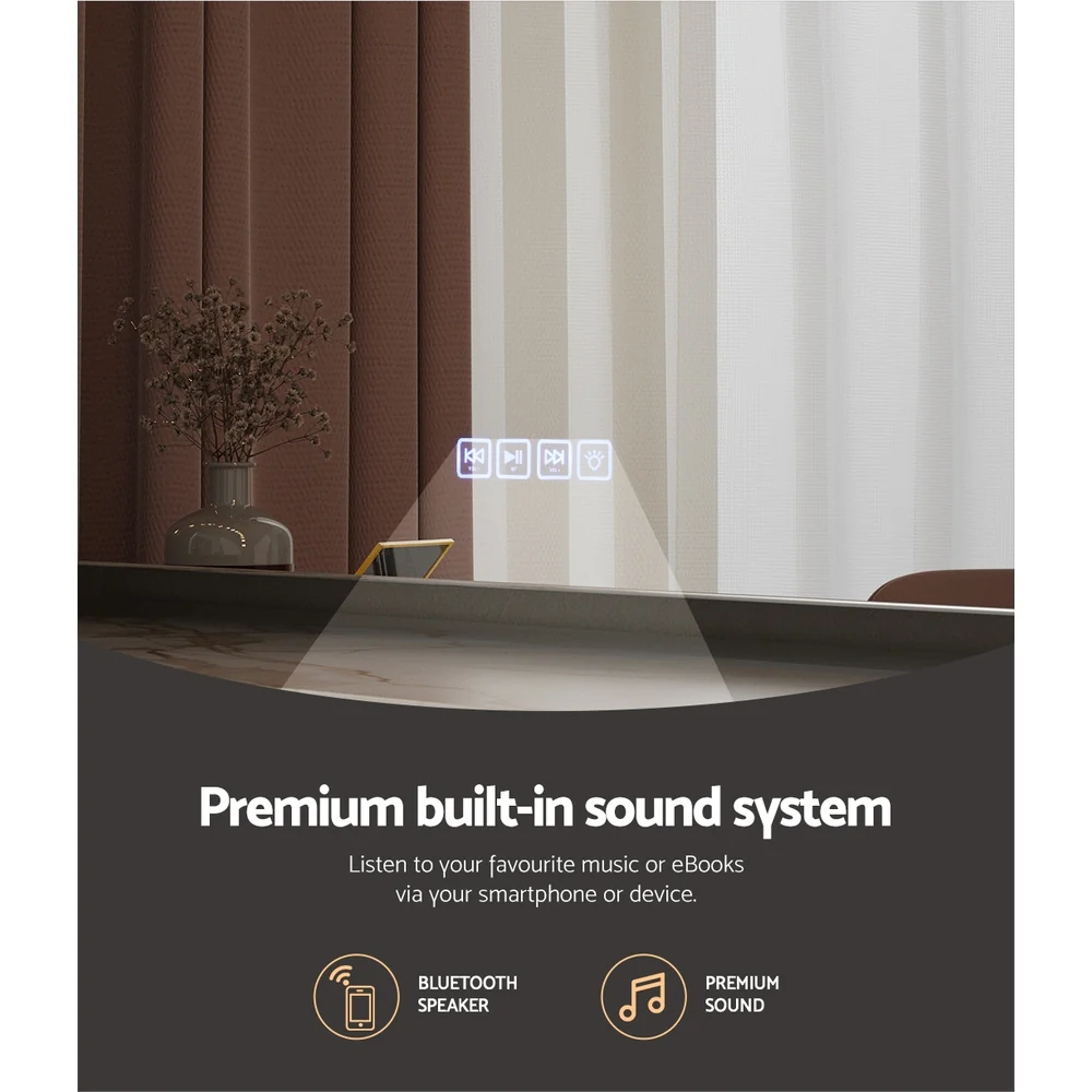 Bluetooth Makeup Mirror 80x65cm Hollywood Vanity with LED Light Wall - Nurns