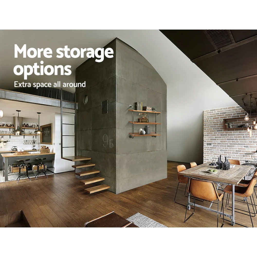 Artiss Floating DIY Pipe Shelf 3 Tiers - Issa - Nurns