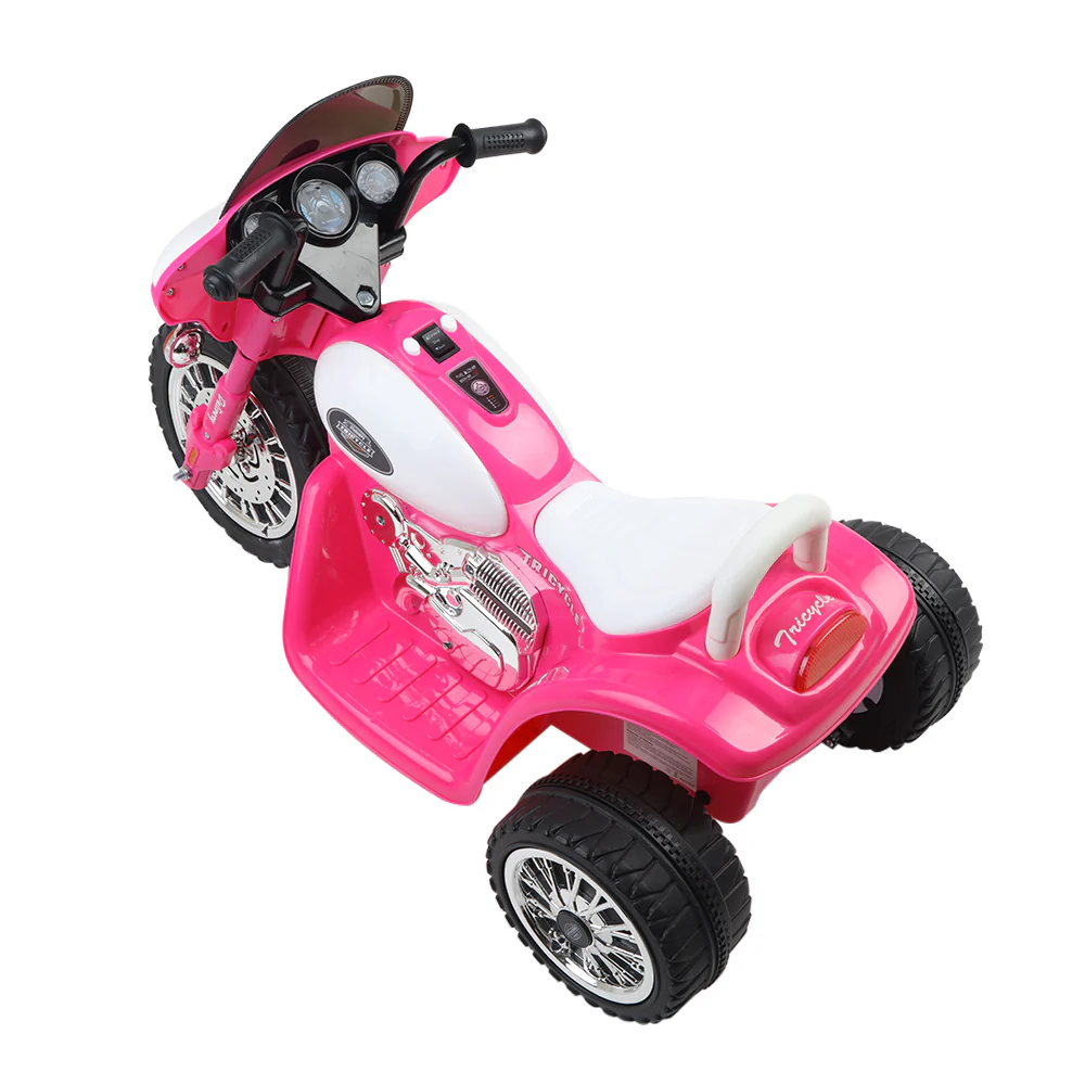 Kids Ride On Motorcycle Motorbike Car Harley Style Electric Toy Police Bike - Pink - Nurns