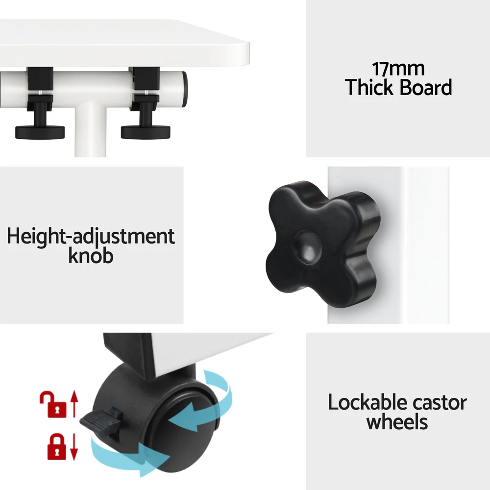 Artiss Laptop Desk Table Adjustable 80cm White - Nurns