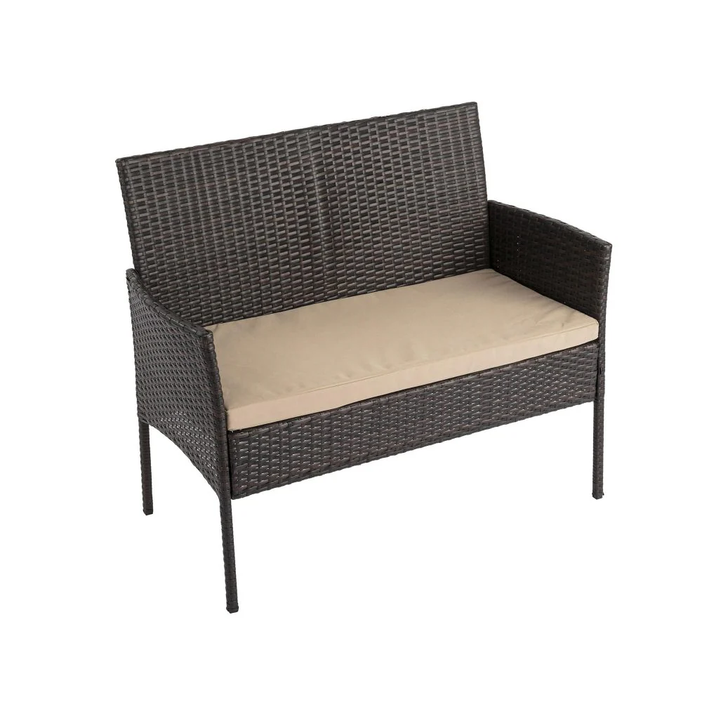 Avery 4-Seater Wicker 4-Piece Outdoor Lounge Set - Black - Nurns