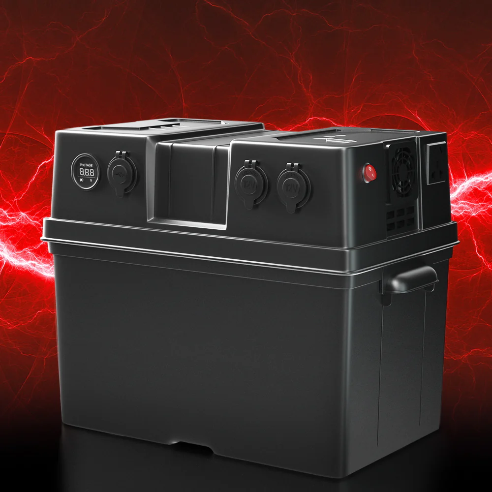 Battery Box 500W Inverter Deep Cycle Battery Portable Caravan Camping USB - Nurns