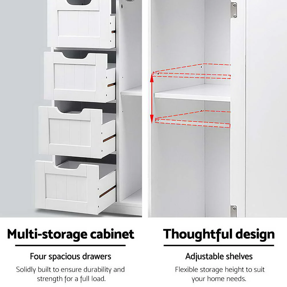 Bathroom Tallboy Storage Cabinet - White - Nurns