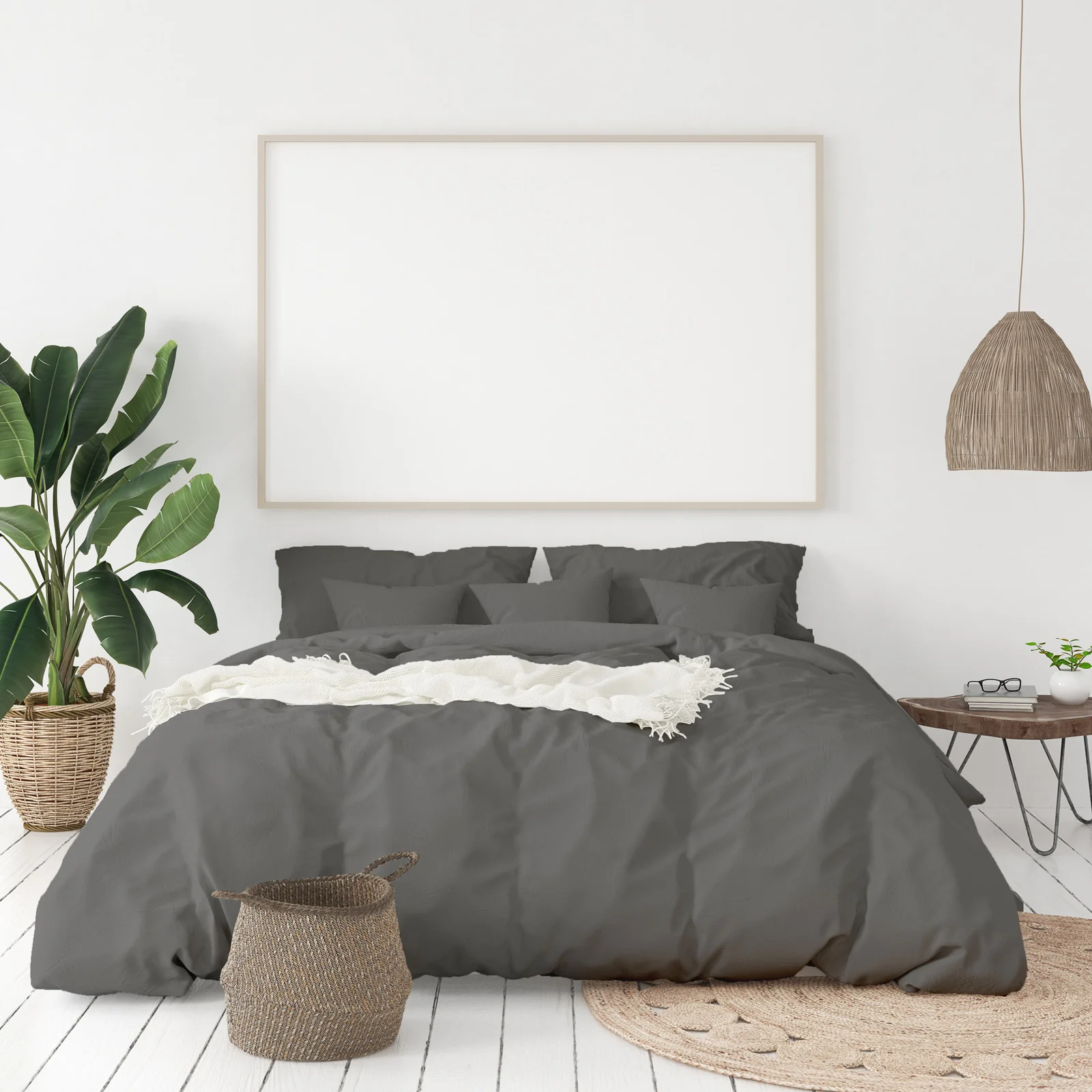 KING 1000TC Hotel Grade Bamboo Cotton Quilt Cover Pillowcases Set - Grey - Nurns