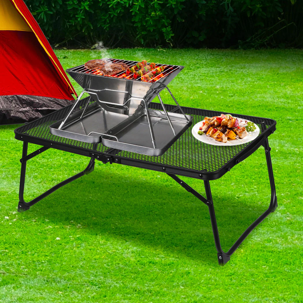 Grill Table BBQ Camping Tables Outdoor Foldable Aluminium Portable Picnic Small - Nurns