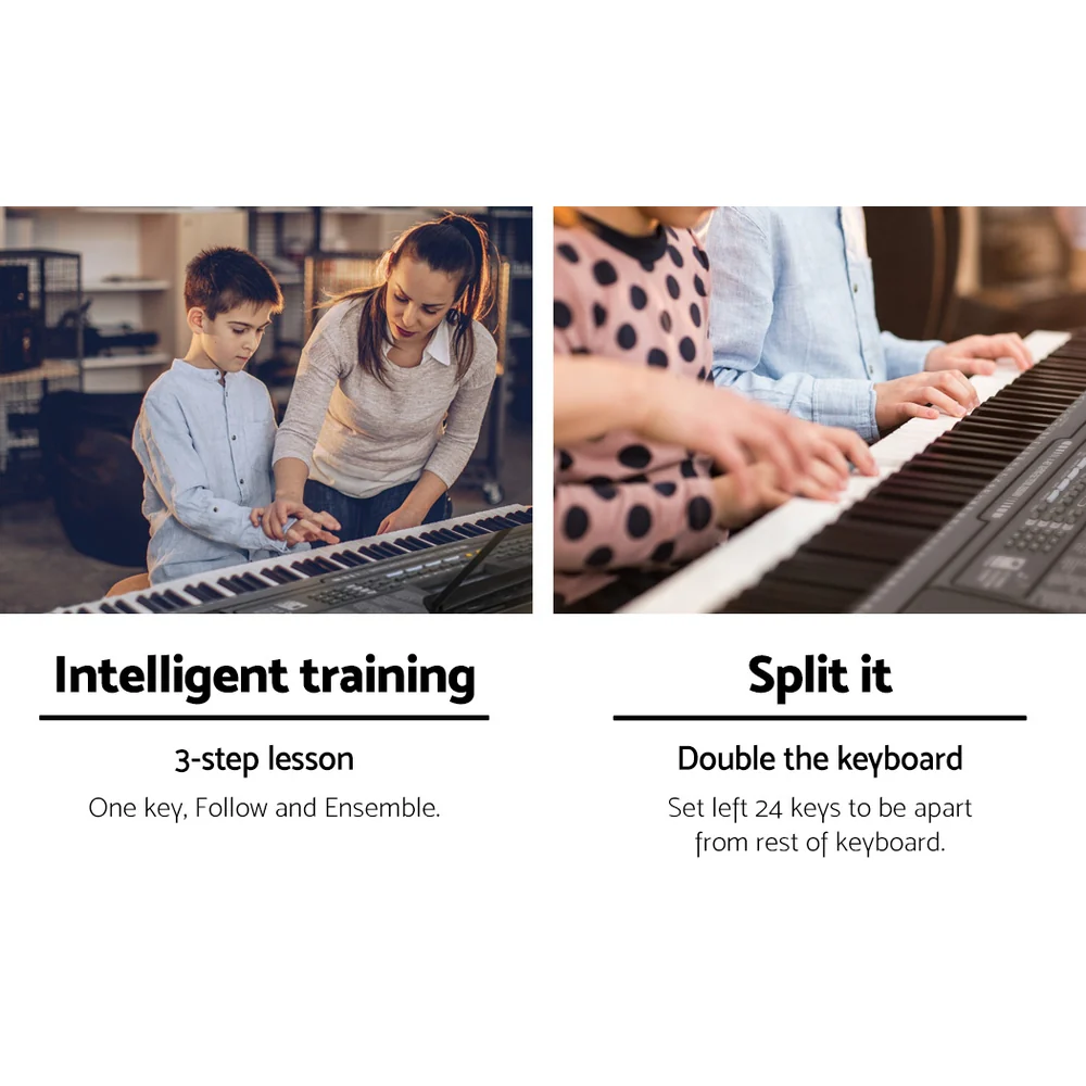 Alpha 61 Keys Electronic Piano Keyboard Digital Electric w/ Stand Lighted Black - Nurns