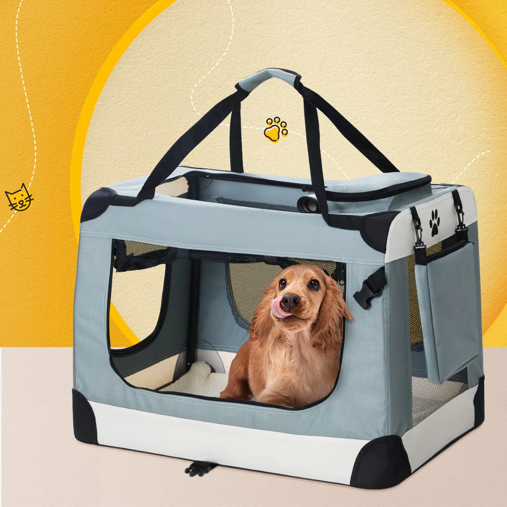 Pet Carrier Soft Crate Dog Cat Travel Portable Cage Kennel Foldable Large - Nurns