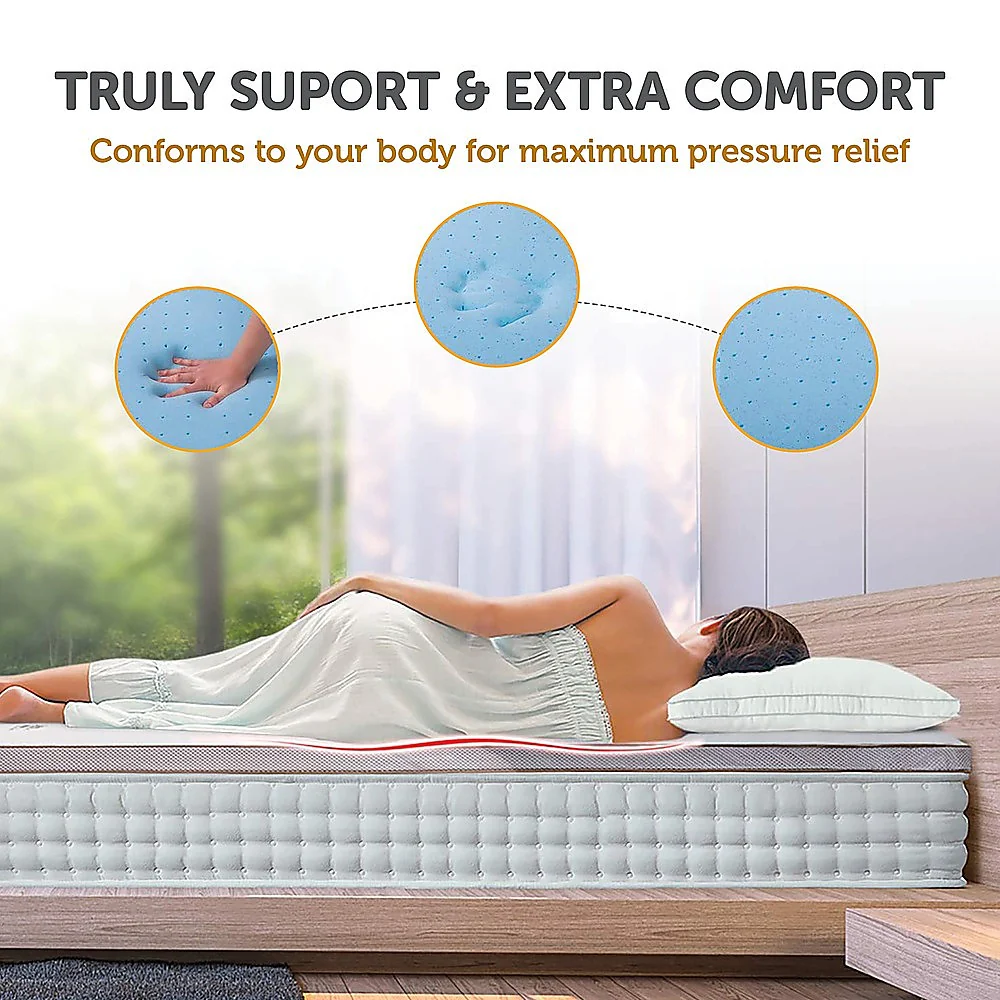 Queen Palermo Memory Foam Mattress Topper Cooling Gel Infused CertiPUR Approved - Nurns