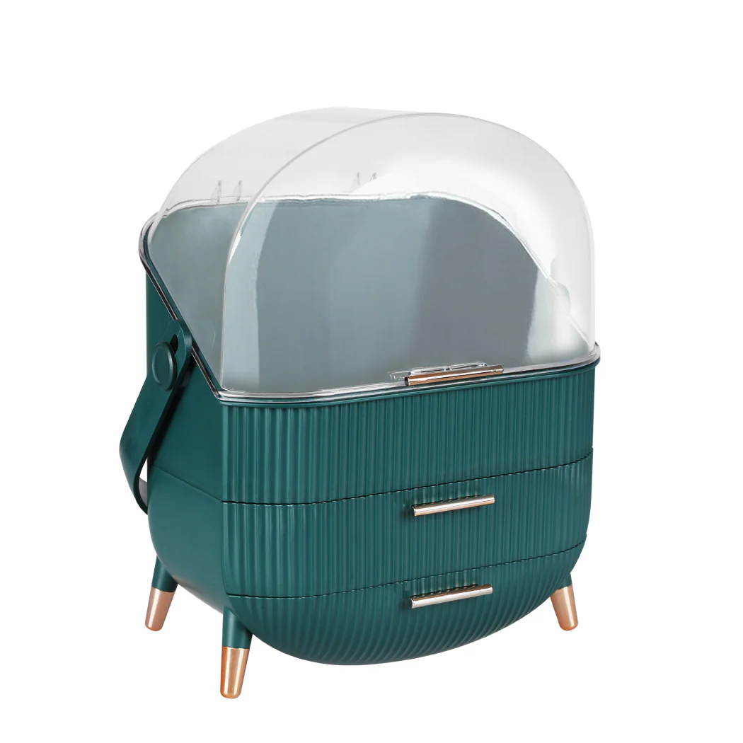 Makeup Storage Case Cosmetic Organiser Drawer Jewellery Stand Holder Green - Nurns
