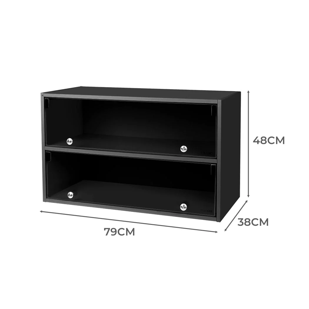 Stacked Shoes Storage Cabinet LED Sneaker Black - Nurns