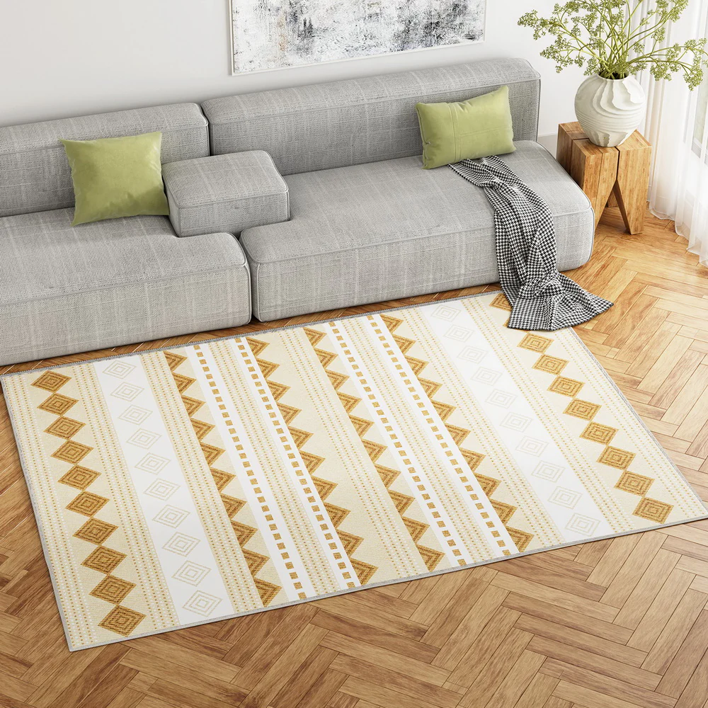 Azure 160x230cm Floor Rugs Washable Area Mat Large Carpet Soft Short Pile - Yellow - Nurns
