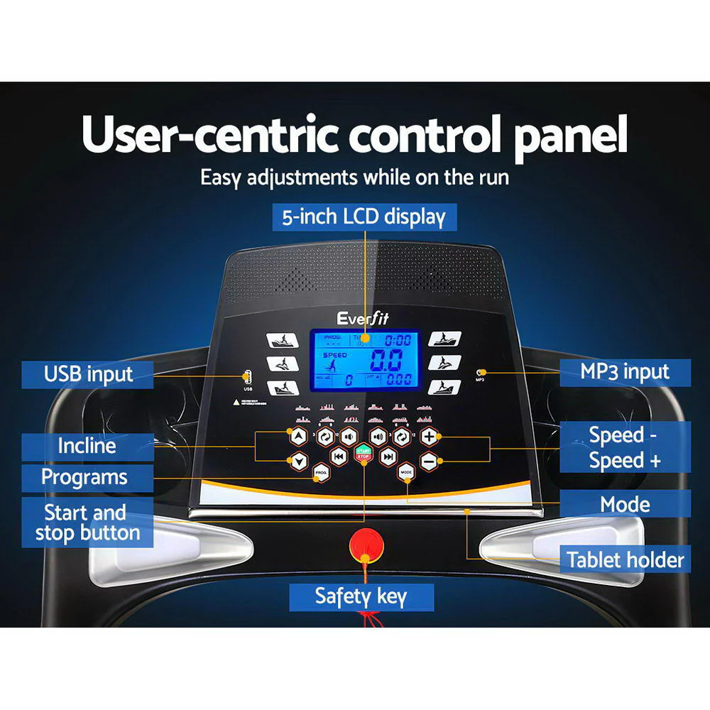 Everfit Treadmill Electric Auto Incline Spring Home Gym Fitness Exercise 480mm - Nurns