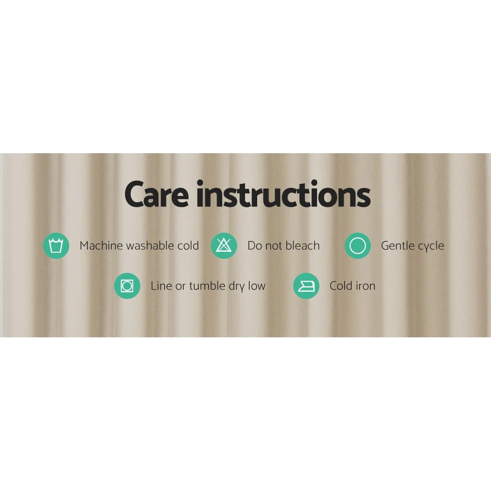 Set of 2 Blockout Curtains Blackout Window Curtain Eyelet 300x230cm Beige - Nurns