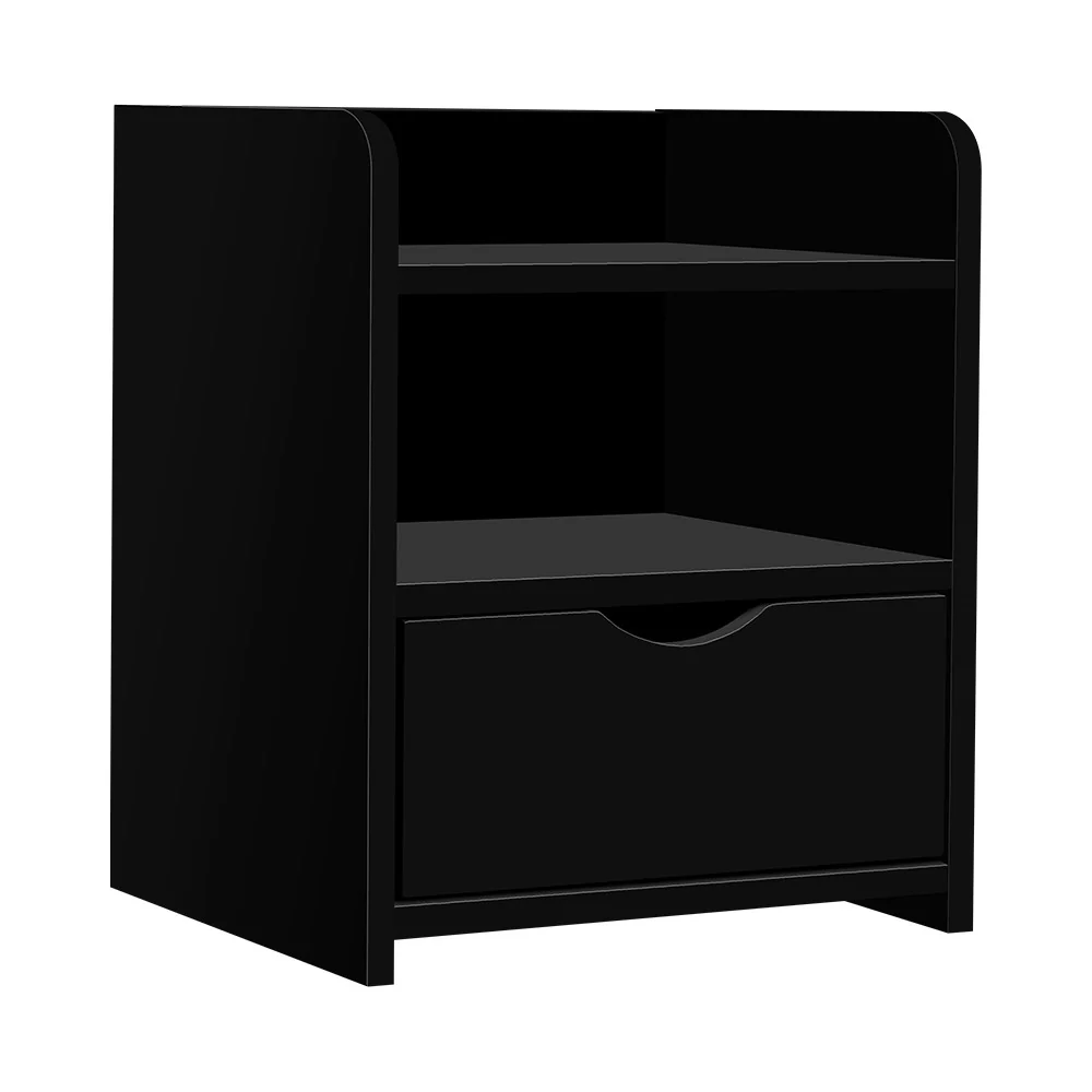 Baddeck Wooden Bedside Tables - Black - Nurns