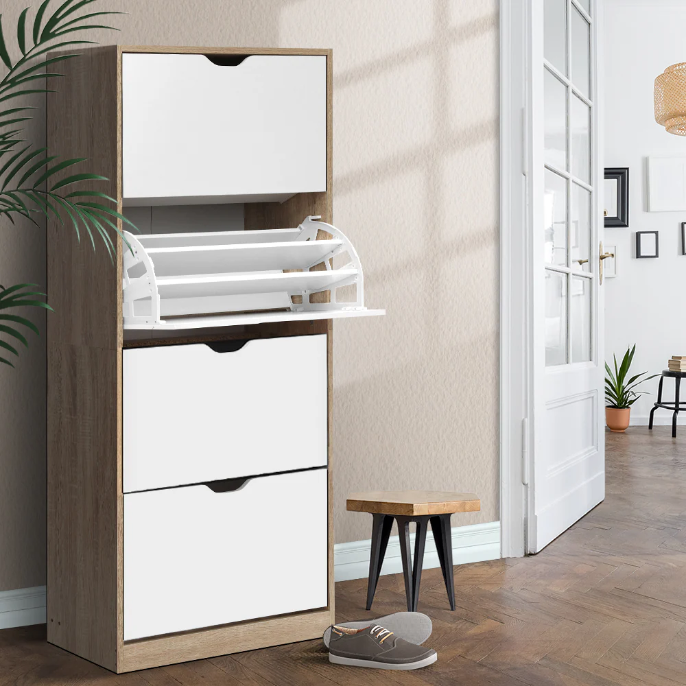 Artiss Shoe Rack Cabinet 60 Pairs 4-tier White Elen - Nurns