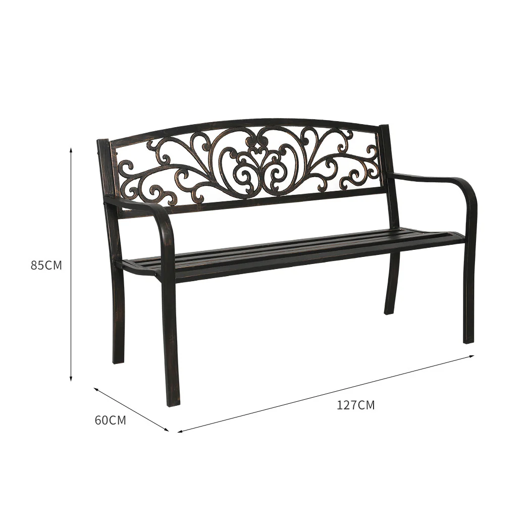 Calyx Garden Bench Seat Cast Iron Patio Benches Seats Lounge Chair - Bronze - Nurns