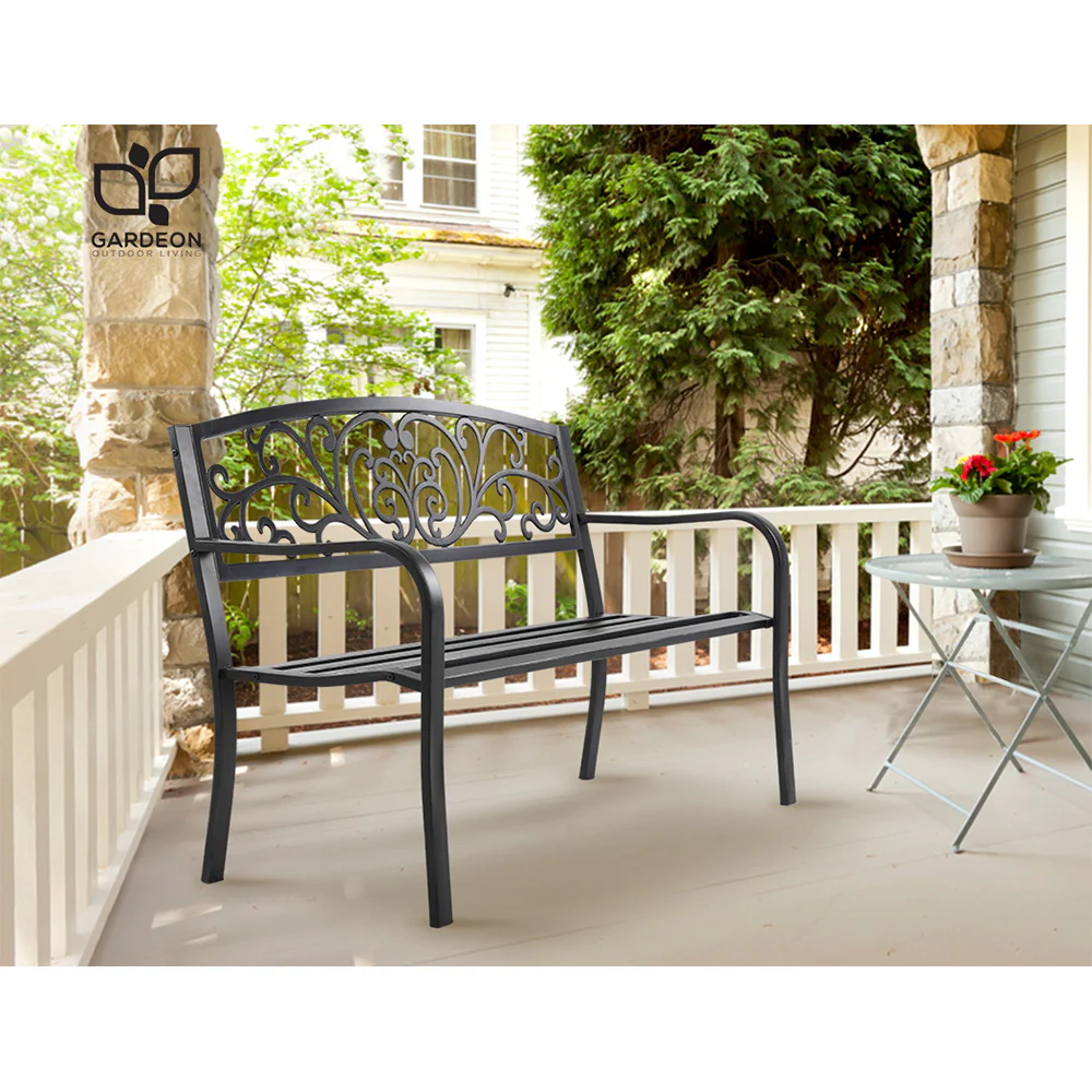 Calliope Outdoor Garden Bench - Black - Nurns