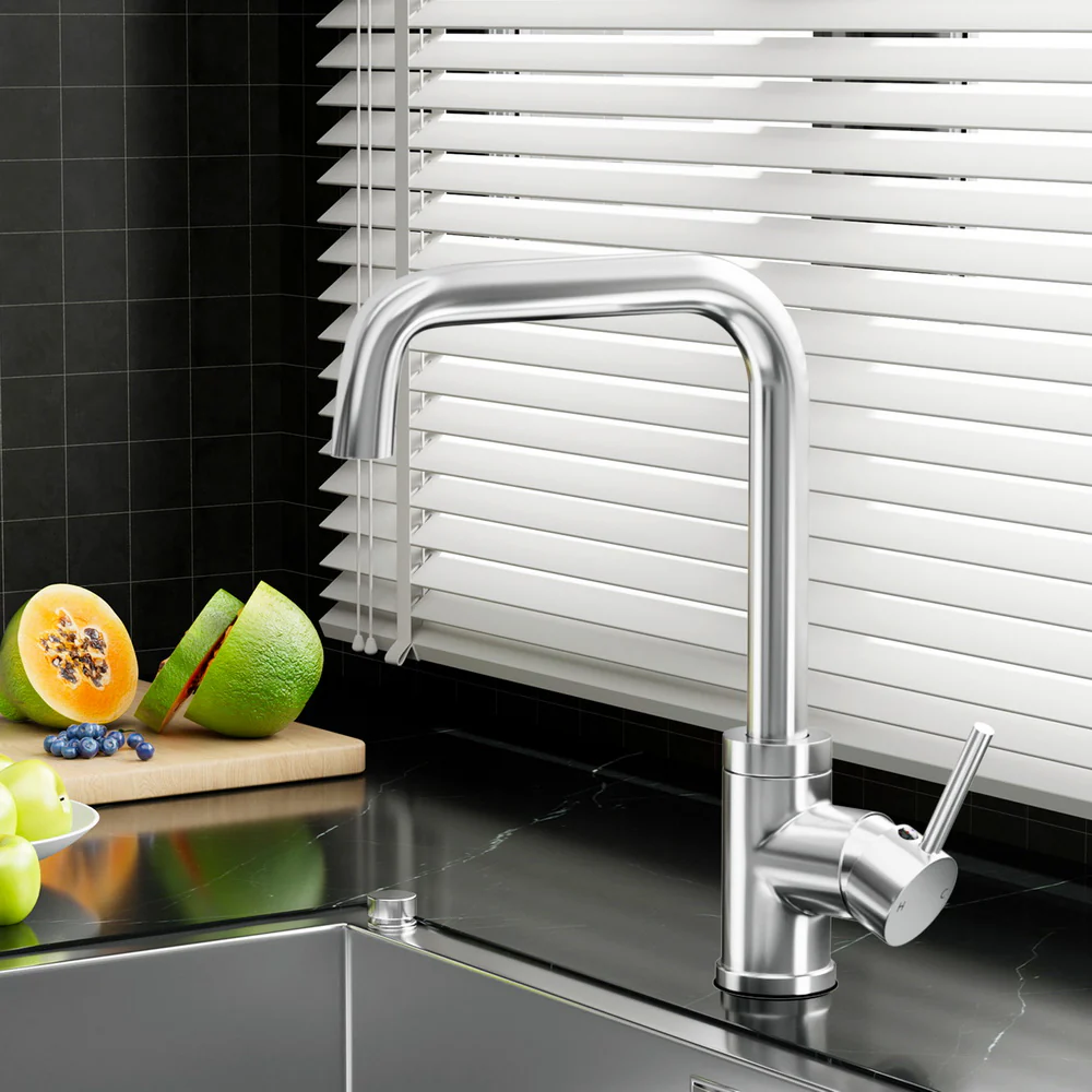 Kitchen Mixer Tap Mixer Rectangle Sink Faucet Basin Laundry Chrome - Nurns