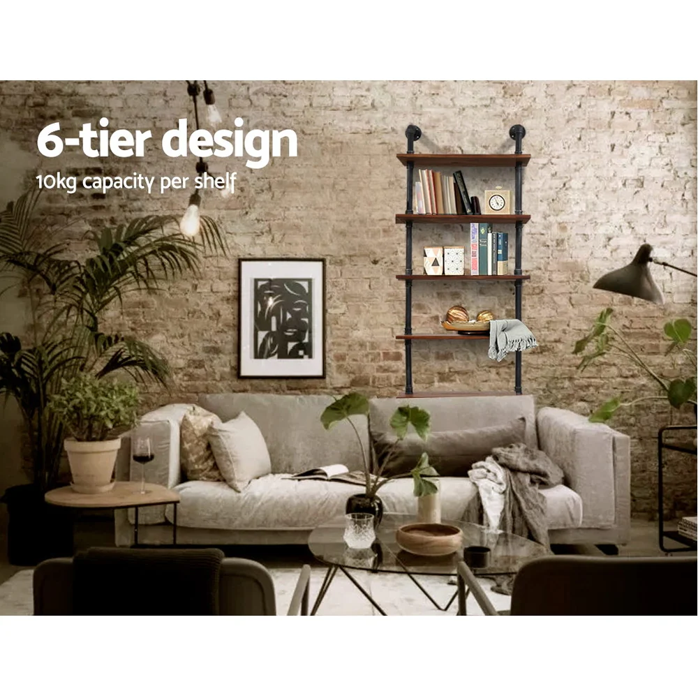 Artiss Floating DIY Pipe Shelf 6 Tiers - Ida - Nurns
