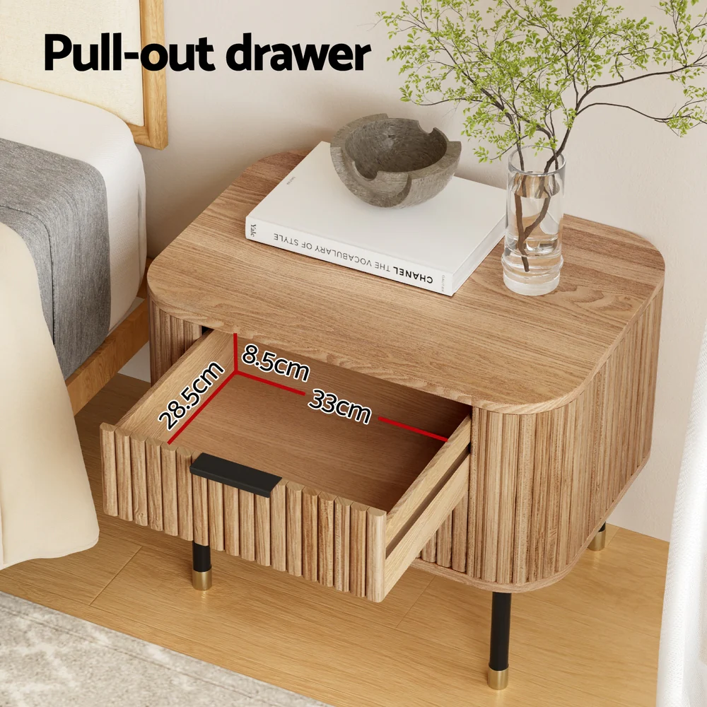 Vancouver Wooden Bedside Tables with 2 Drawers - Pine - Nurns