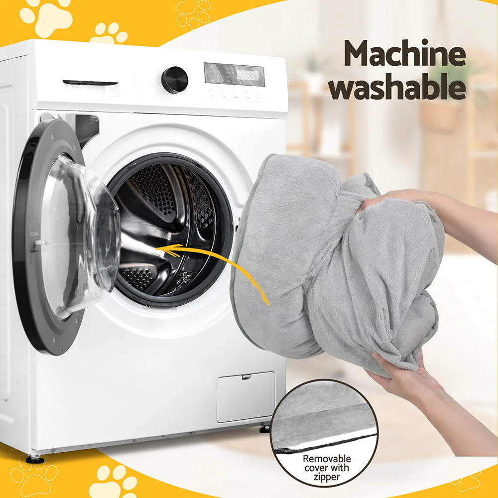 LARGE Dog Beds Pet Calming Soft Cushion Egg Crate Sofa Removable Washable - Grey - Nurns