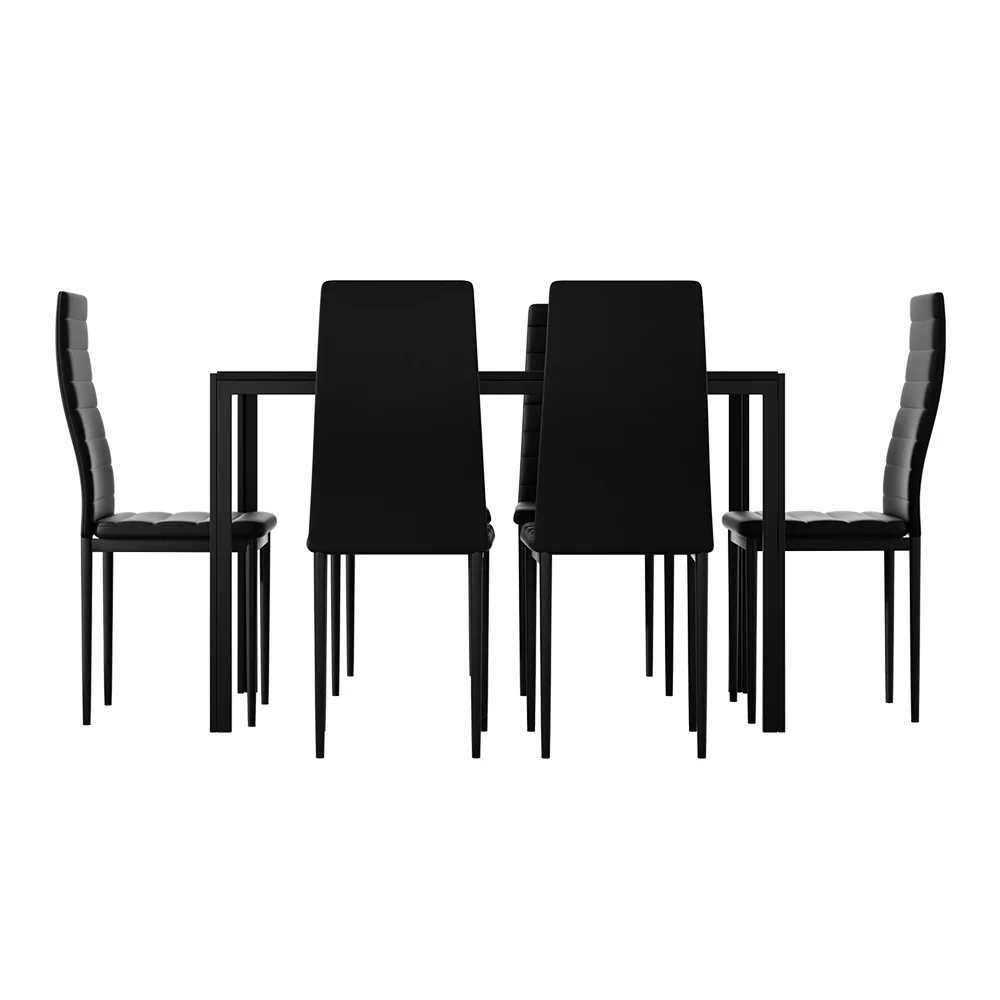 7-Piece Dante Black Dining Table & Chair Set - Nurns