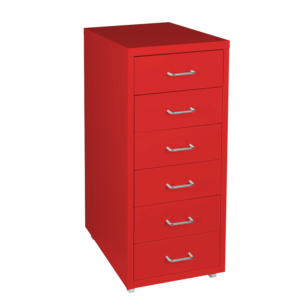 Levede 6 Drawer Office Cabinet Drawers Red - Nurns