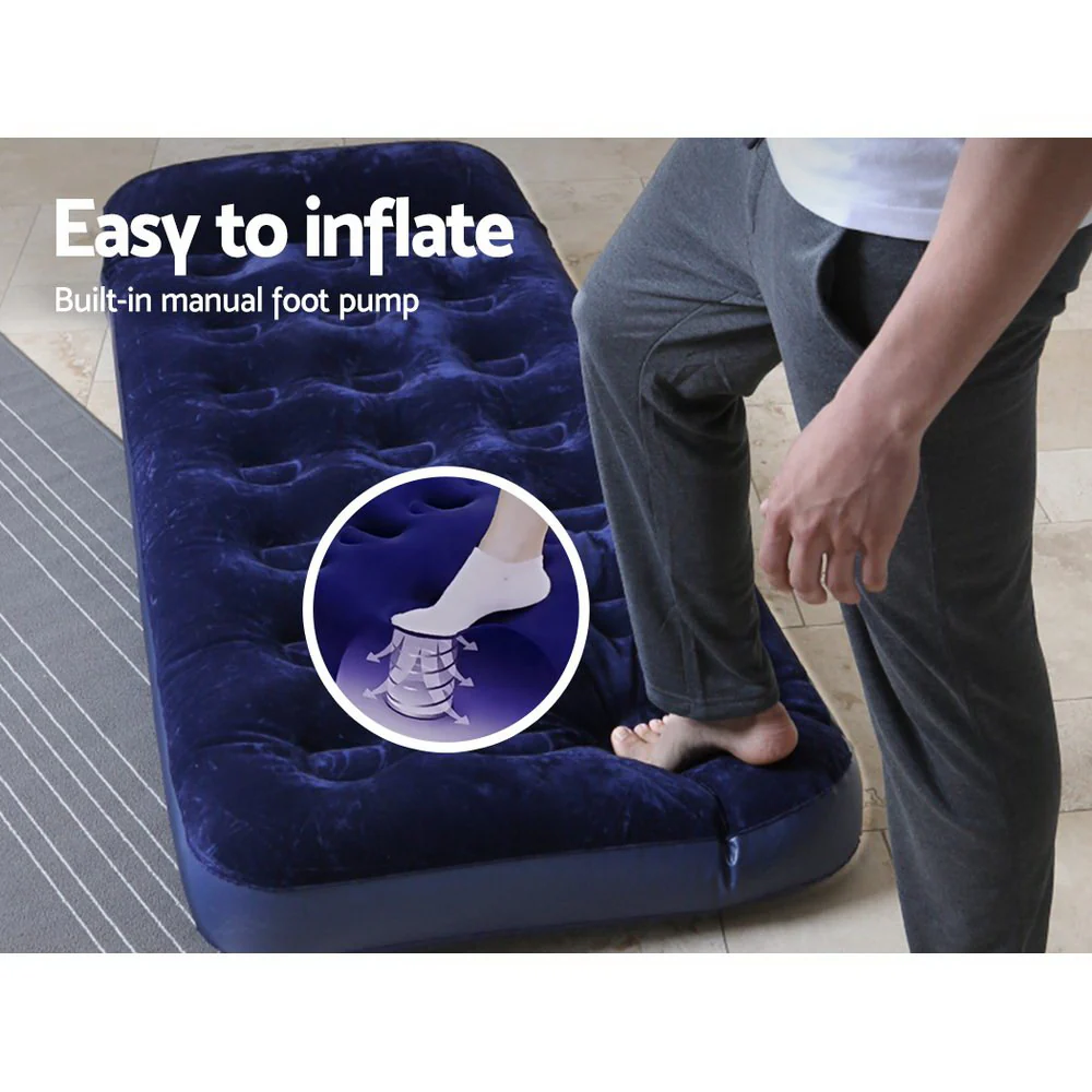 Factory Buys Inflatable Air Mattress - Navy Single - Nurns