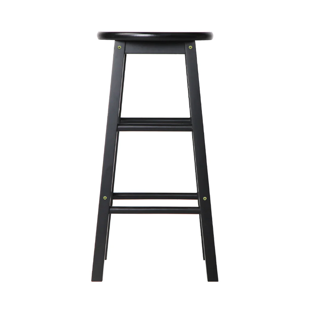 Set of 2 Lucerne Beech Wood Backless Bar Stools - Black - Nurns