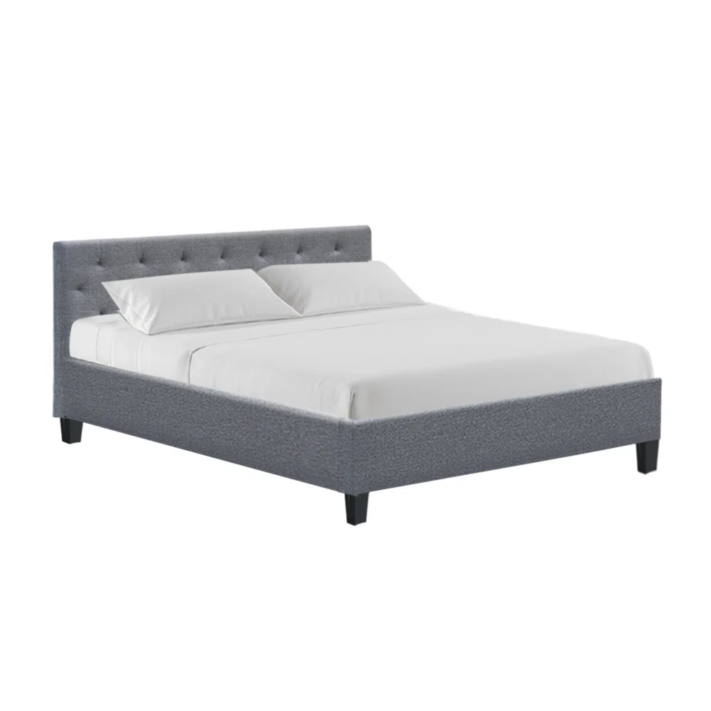 Valencia Bed Frame Fabric- Grey Queen - Nurns