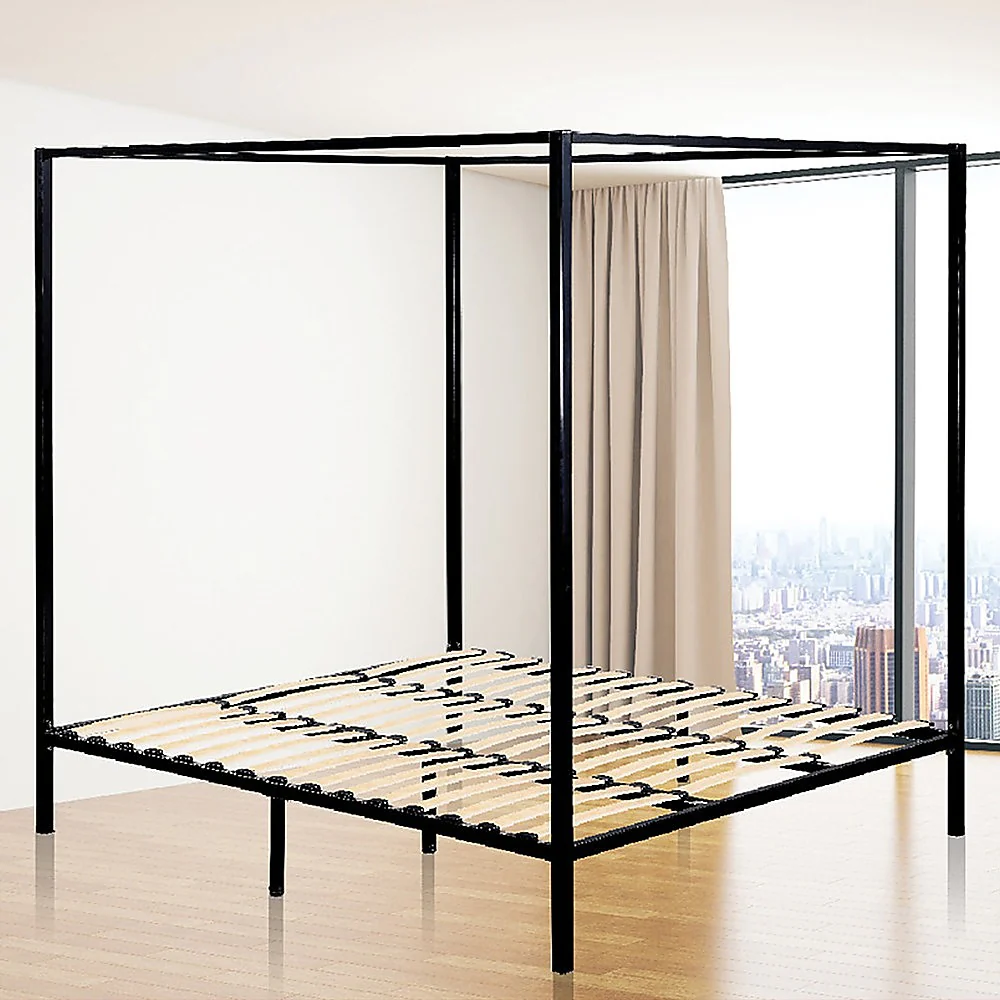 Lilian Four Poster Bed Frame - Black King - Nurns