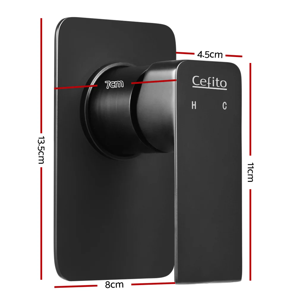 Shower Mixer Tap Wall Bath Taps Brass Hot Cold Basin Bathroom Black - Nurns