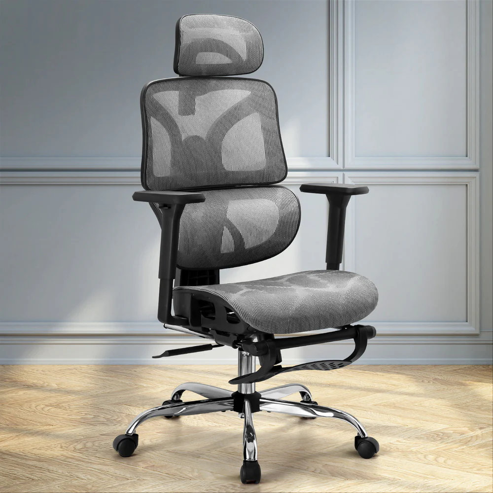 Artiss Ergonomic Office Chair Footrest Grey - Nurns