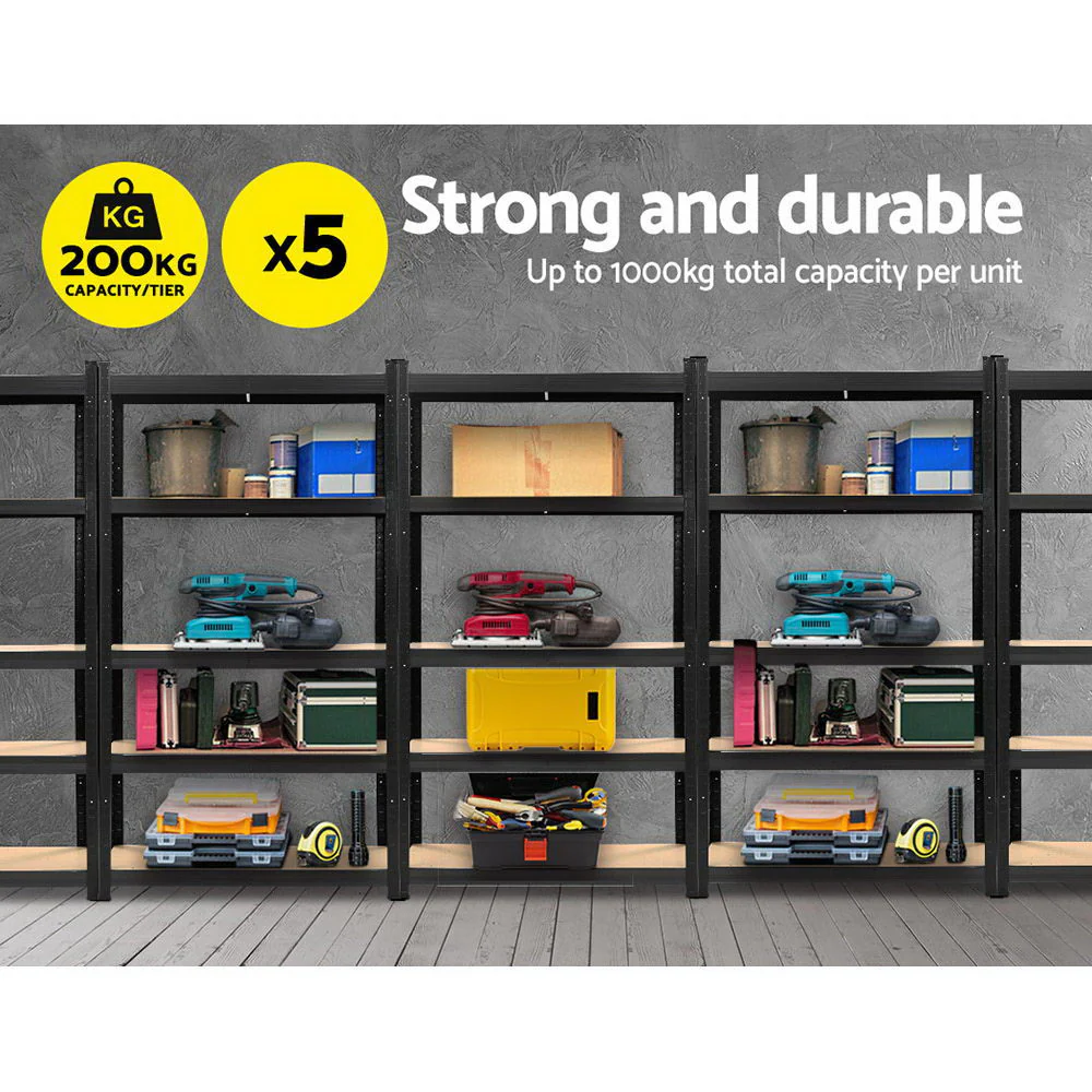Giantz 5x1.8M Garage Shelving Warehouse Rack Pallet Racking Storage Shelf Black - Nurns