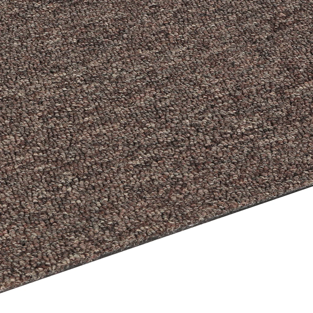 Roxine Set of 20 50x50 Carpet Tiles Box Heavy Commercial Retail Office Premium Flooring - Chocolate - Nurns