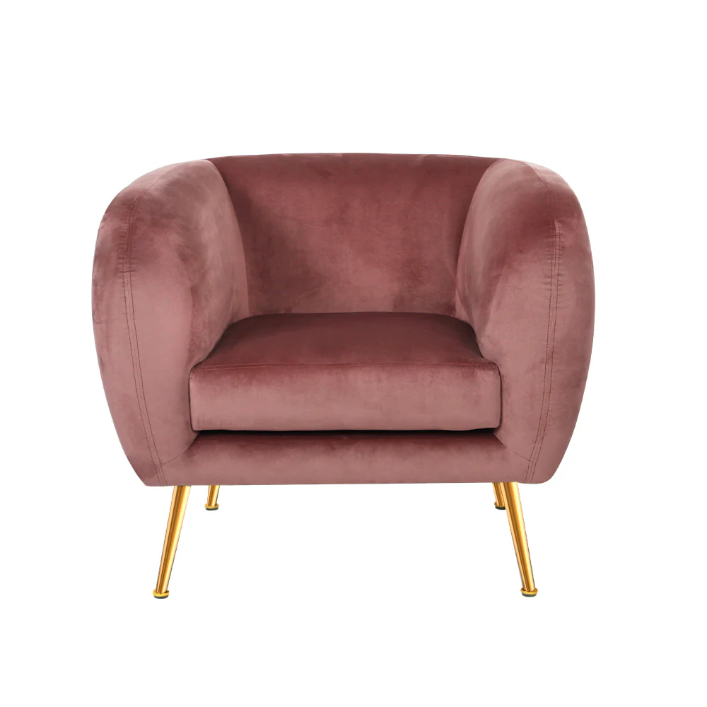 Matresha Accent Velvet Lounge Sofa Armchair - Pink - Nurns