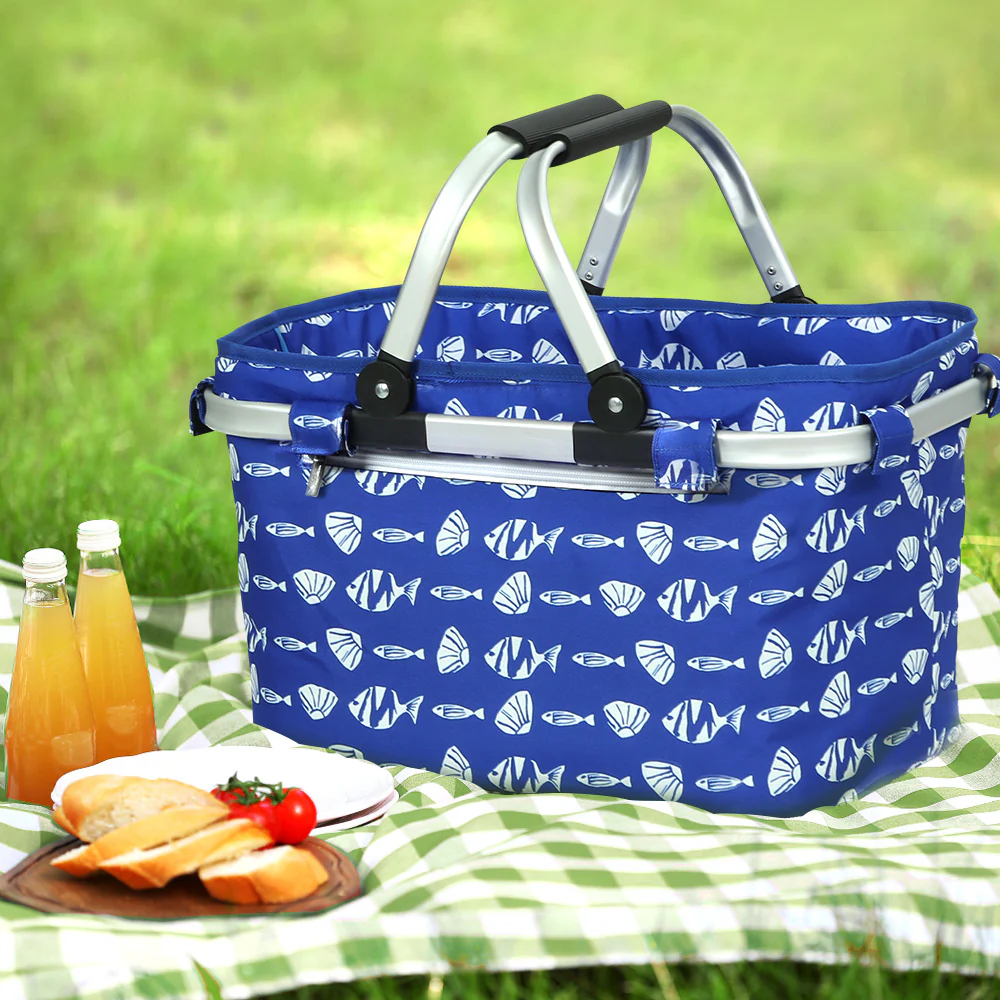 Picnic Bag Basket FoldingHamper Camping Hiking Insulated - Nurns