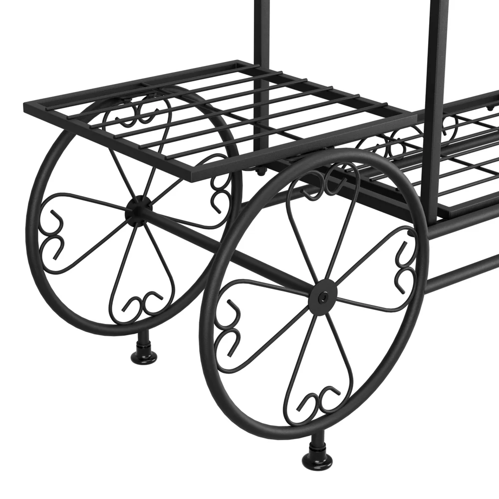 Plant Stand 6 Tier Iron 4 Wheeler - Nurns