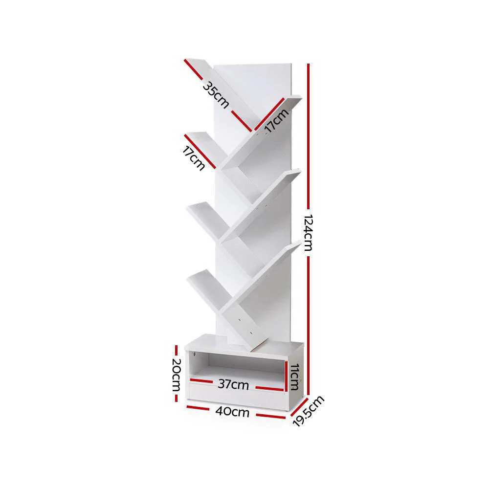 Artiss Tree Bookshelf 7 Tiers - Echo White - Nurns