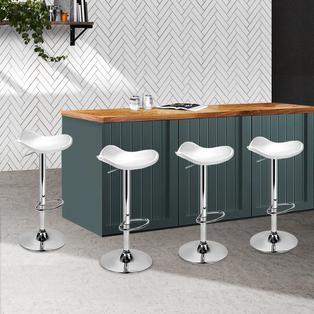 Set of 4 Bolzano Swivel Bar Stools - White - Nurns