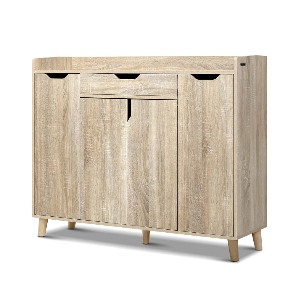 Artiss Shoe Rack Cabinet 26 Pairs Adjustable Pine Cissy - Nurns