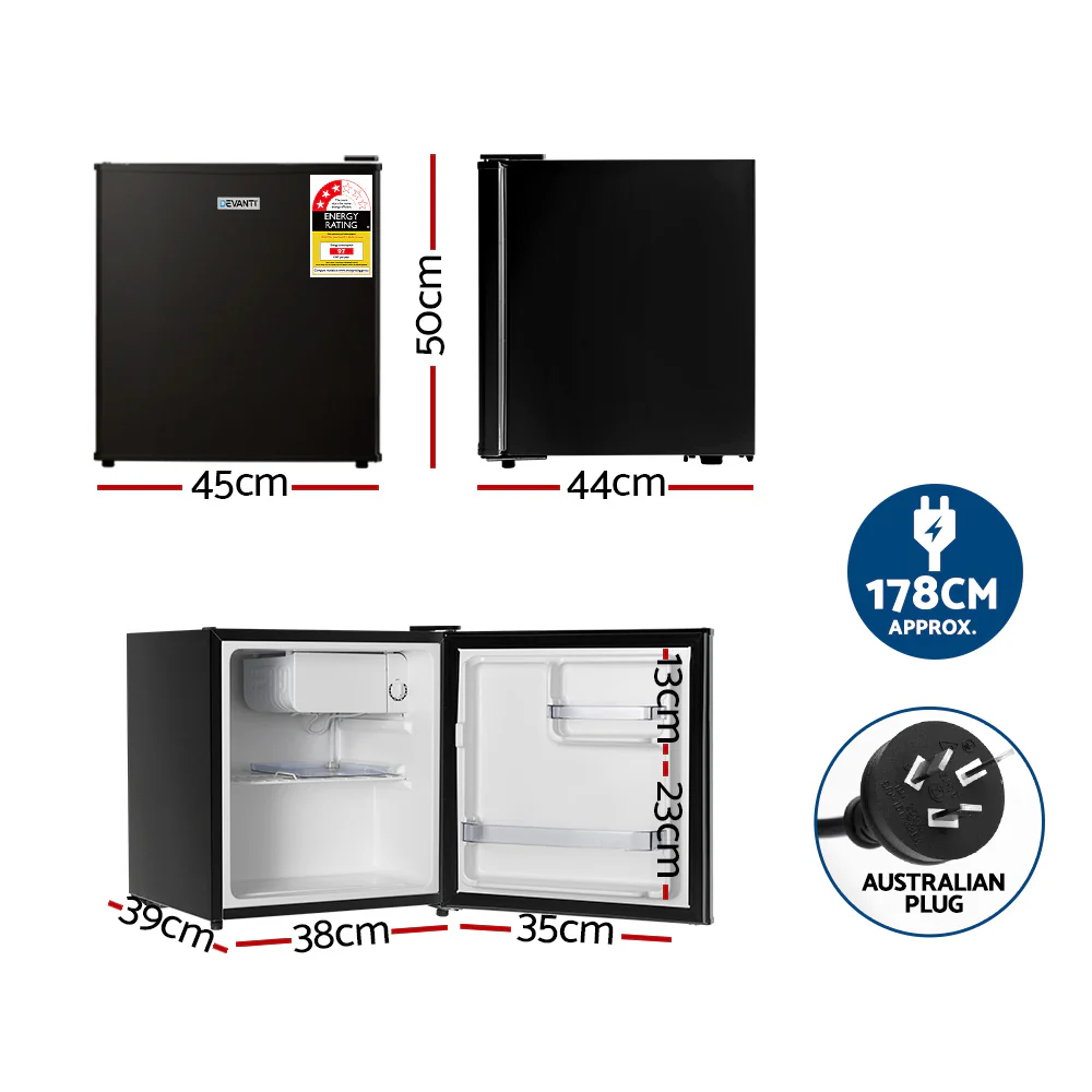 Devanti 48L Bar Fridge Black - Nurns
