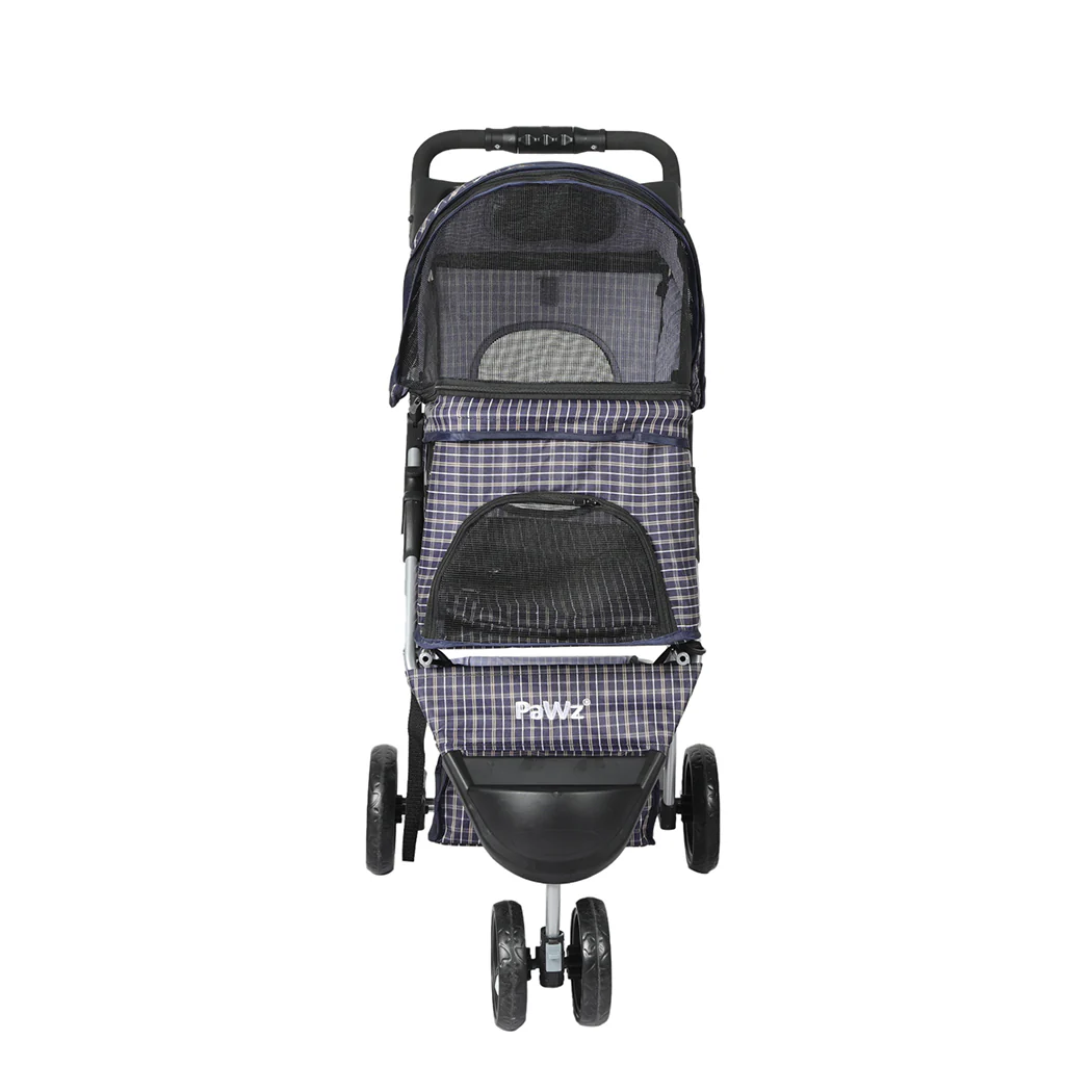 Pet Stroller 3 Wheels Dog Cat Cage Puppy Pushchair Travel Walk Carrier Pram - Nurns