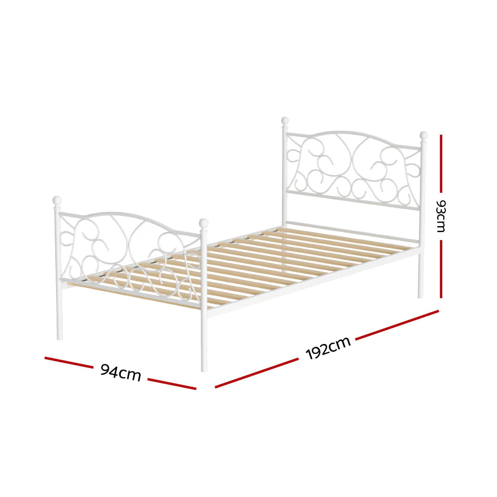 Euclase Bed & Mattress Package with 34cm Mattress - White Single - Nurns