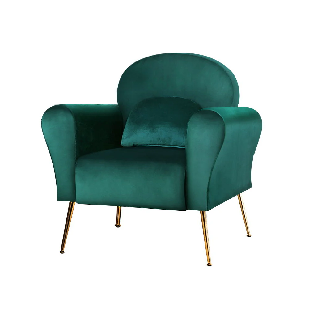 Maryjane Accent Velvet Cushion Lounge Armchair - Green - Nurns