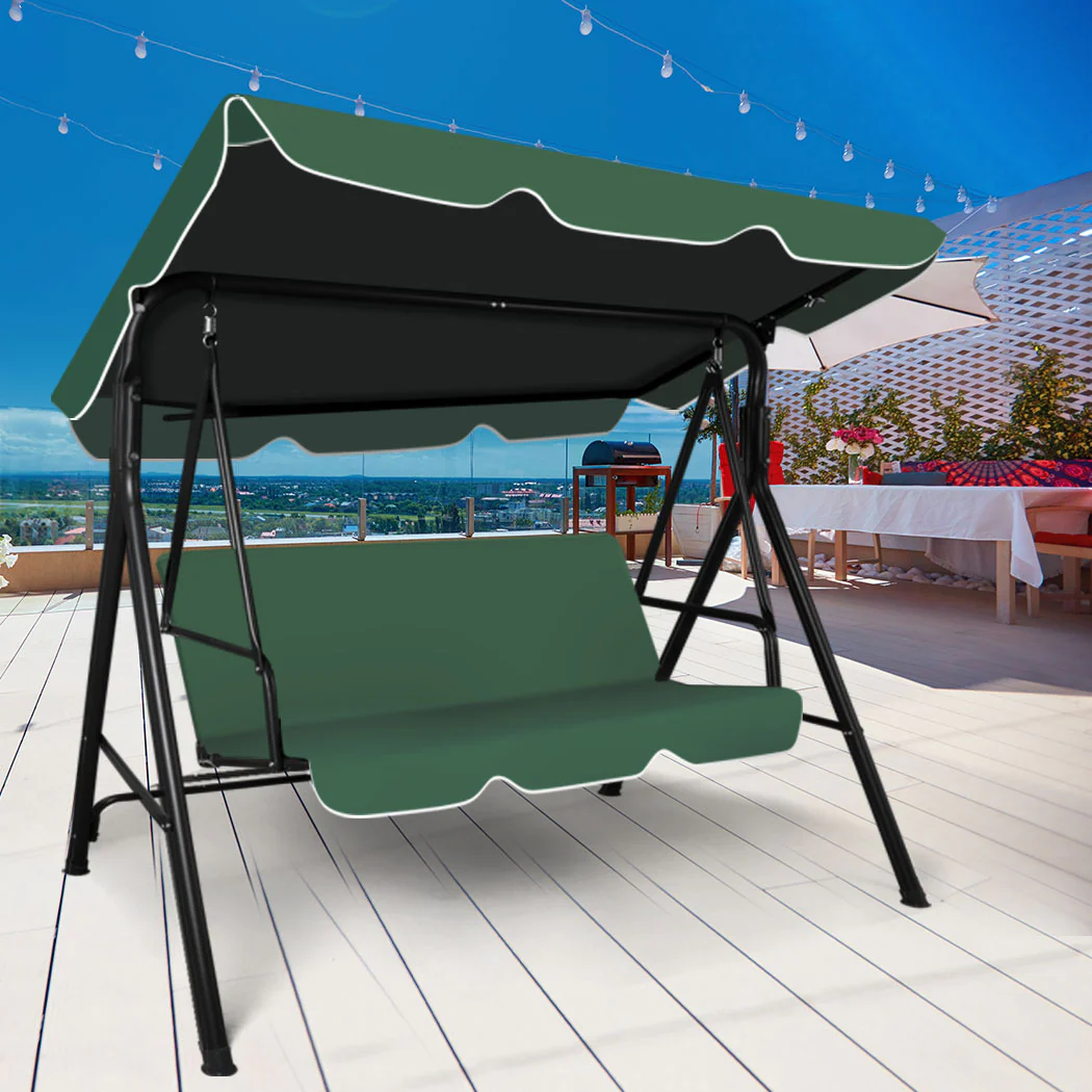 Lorel Swing Chair Garden Canopy Cushion Bench - Green - Nurns