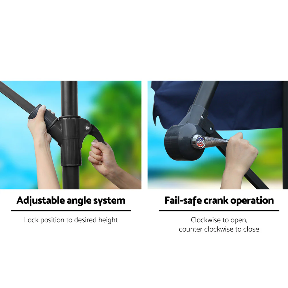 Instahut 3m Outdoor Umbrella Cantilever Garden Beach Patio Navy - Nurns